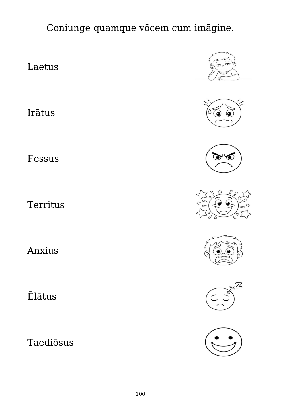 Picture matching exercise with answer lines drawn from each word to its picture