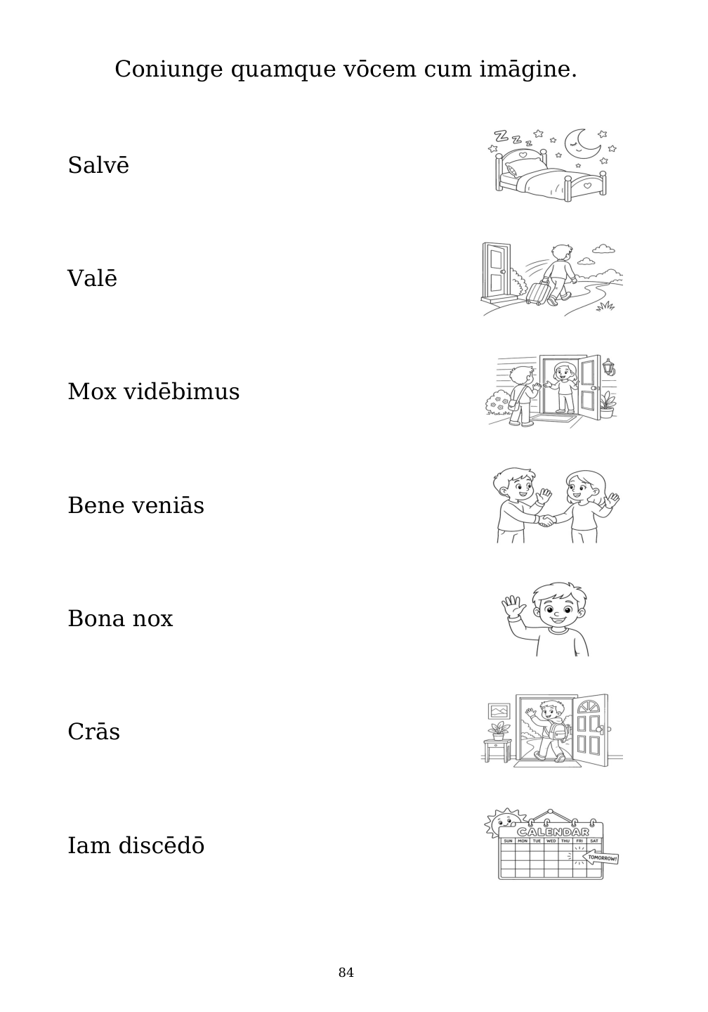 Picture matching exercise with answer lines drawn from each word to its picture