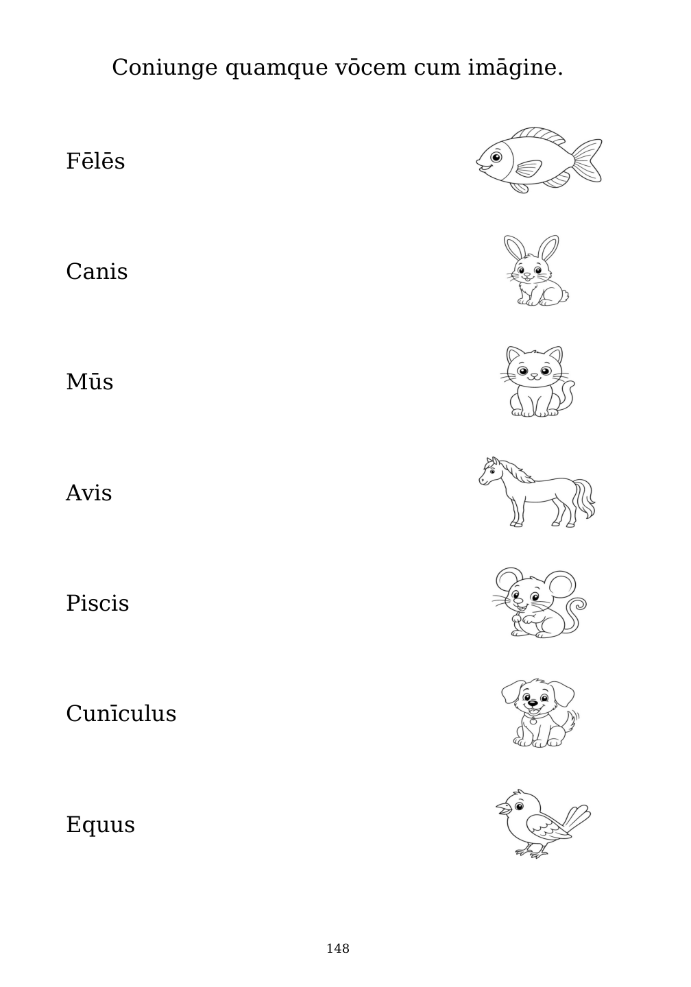 Picture matching exercise with answer lines drawn from each word to its picture