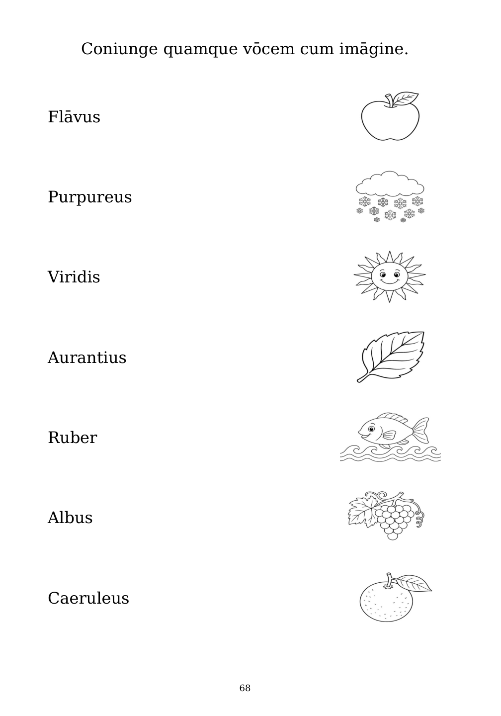 Picture matching exercise with answer lines drawn from each word to its picture