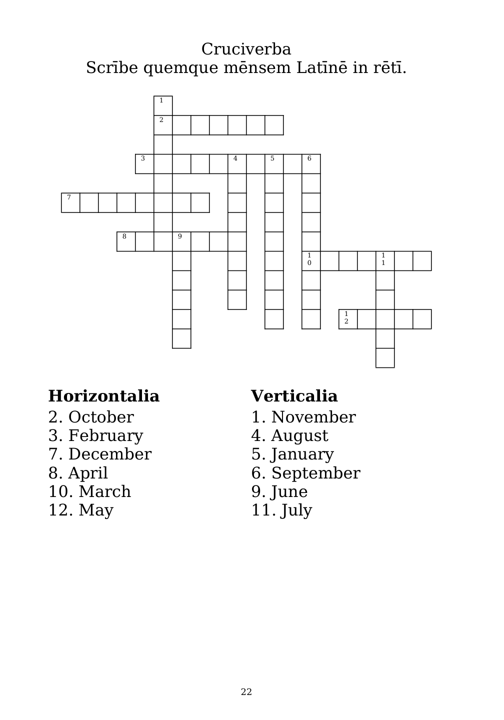 Crossword puzzle from the workbook