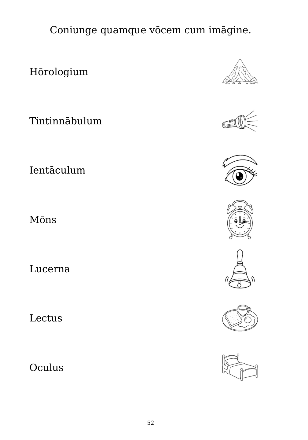 Picture matching exercise with answer lines drawn from each word to its picture