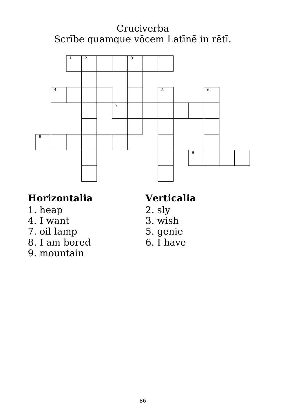 Crossword puzzle from the workbook