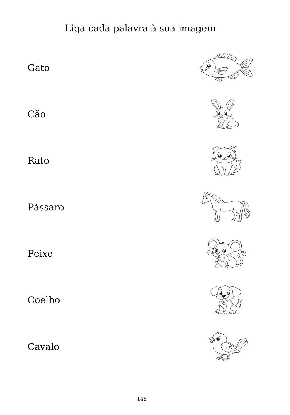 Picture matching exercise with answer lines drawn from each word to its picture
