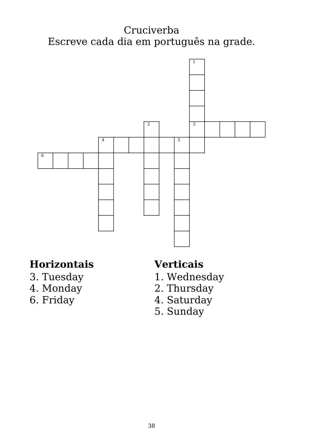 Crossword puzzle from the workbook