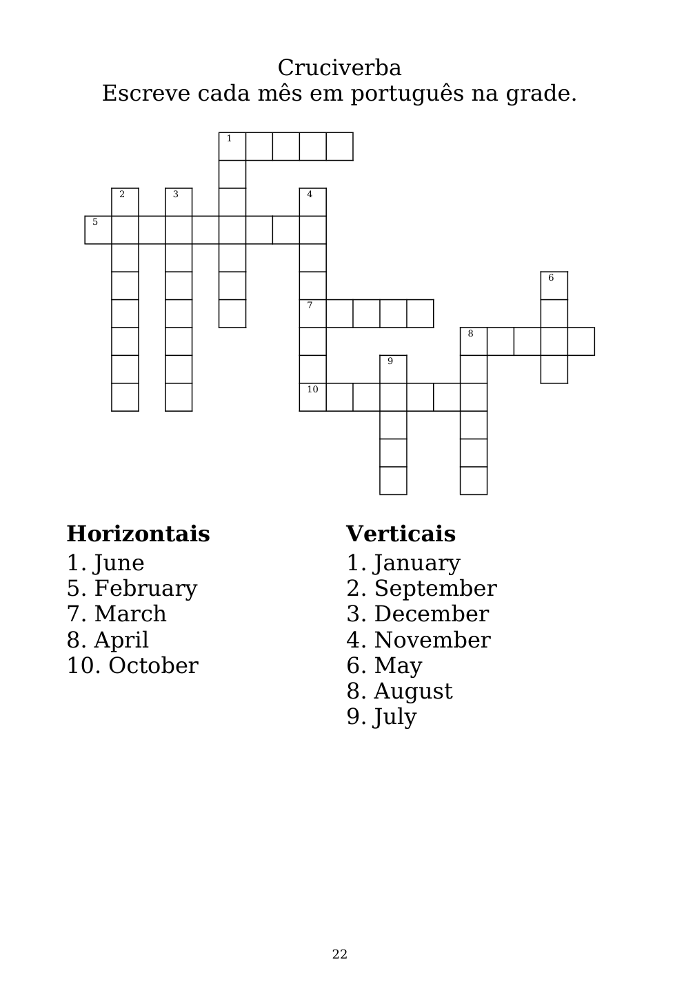 Crossword puzzle from the workbook