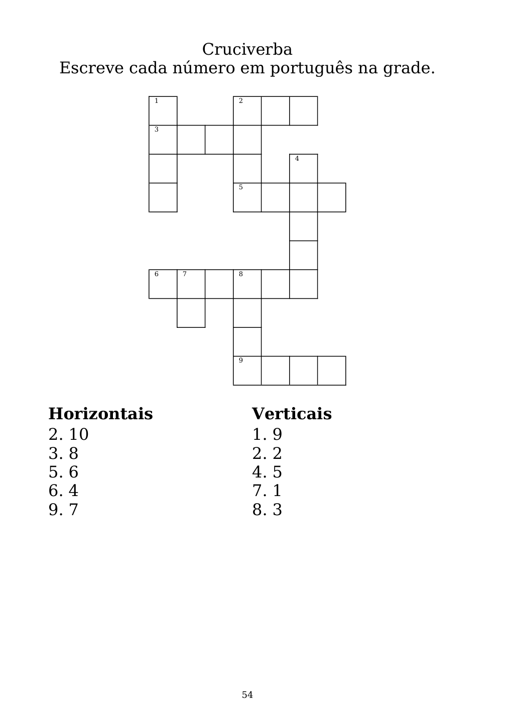 Crossword puzzle from the workbook