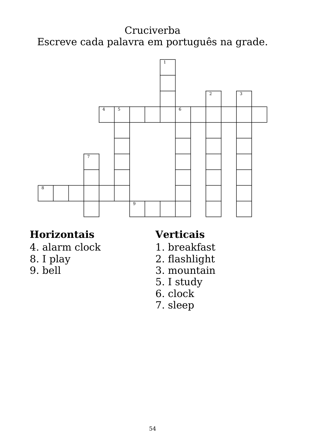 Crossword puzzle from the workbook