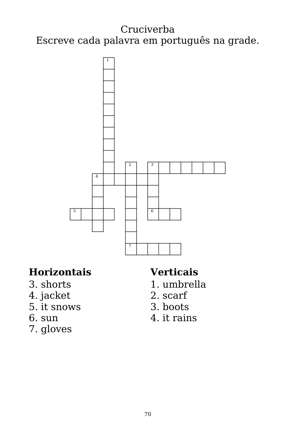 Crossword puzzle from the workbook