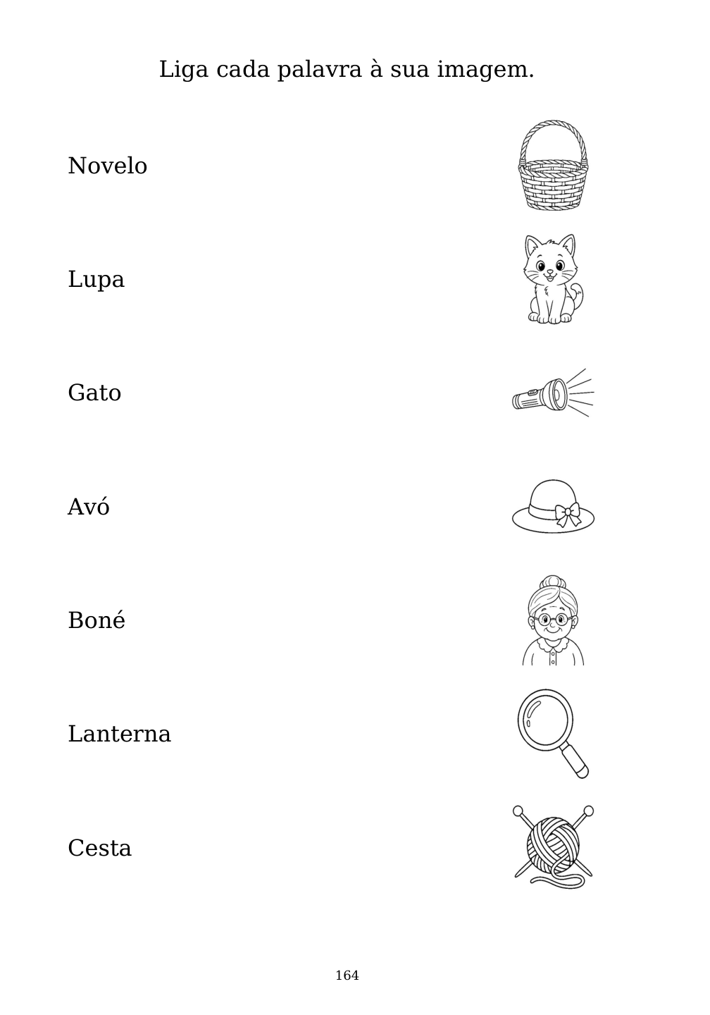 Picture matching exercise with answer lines drawn from each word to its picture
