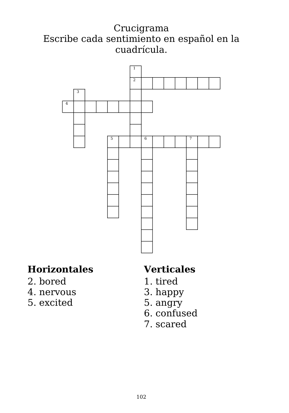 Crossword puzzle from the workbook