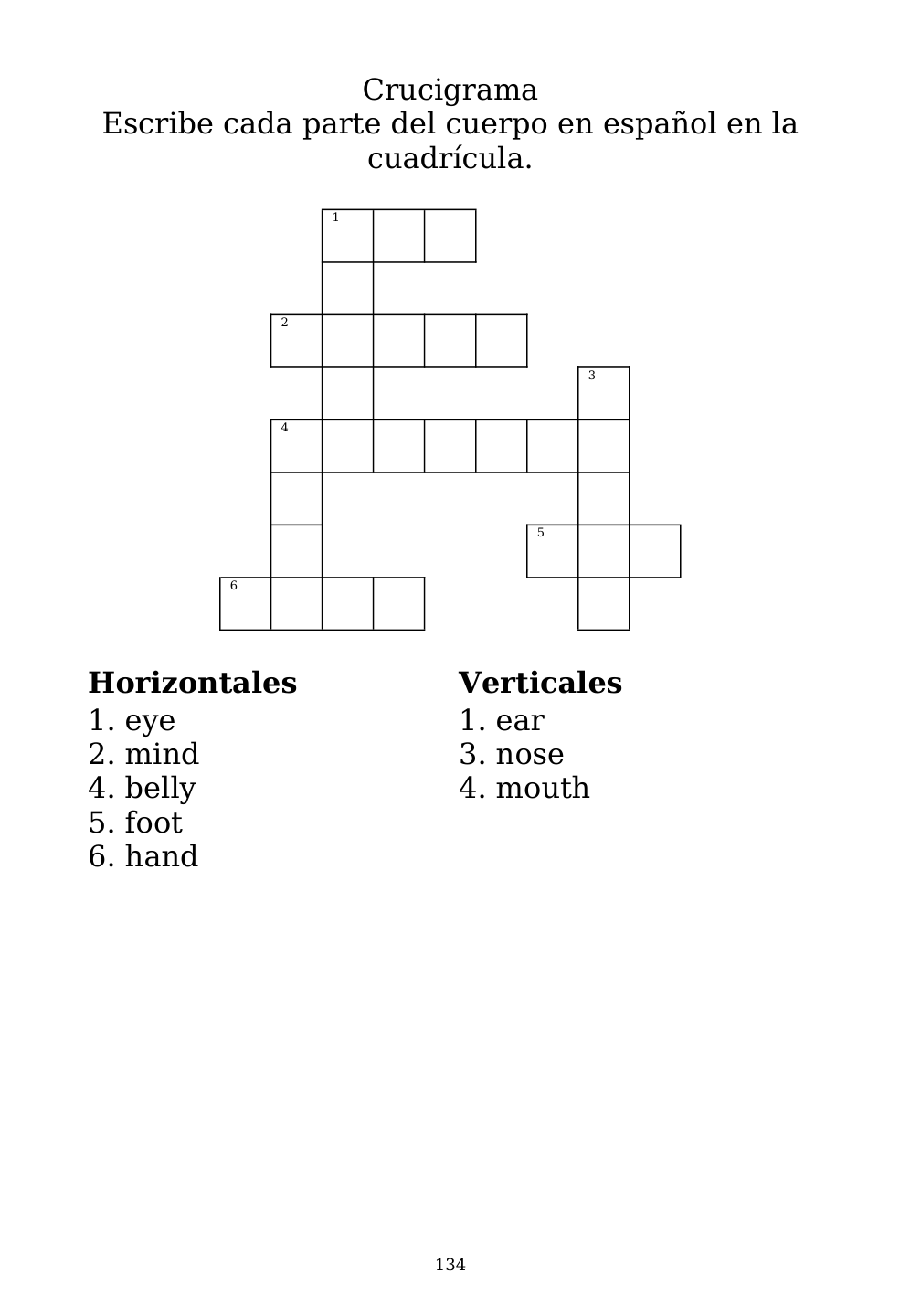 Crossword puzzle from the workbook