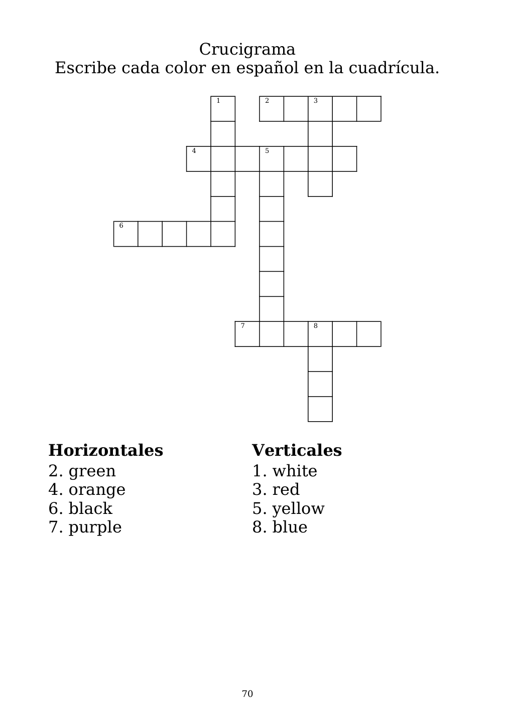 Crossword puzzle from the workbook