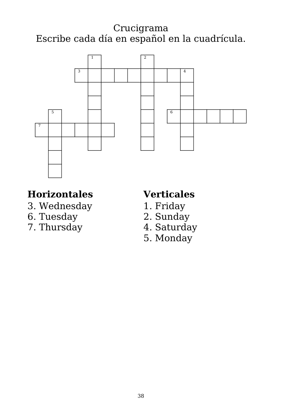 Crossword puzzle from the workbook
