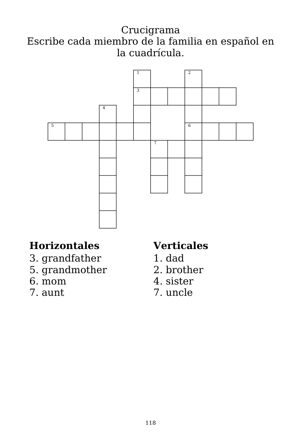 Crossword puzzle from the workbook