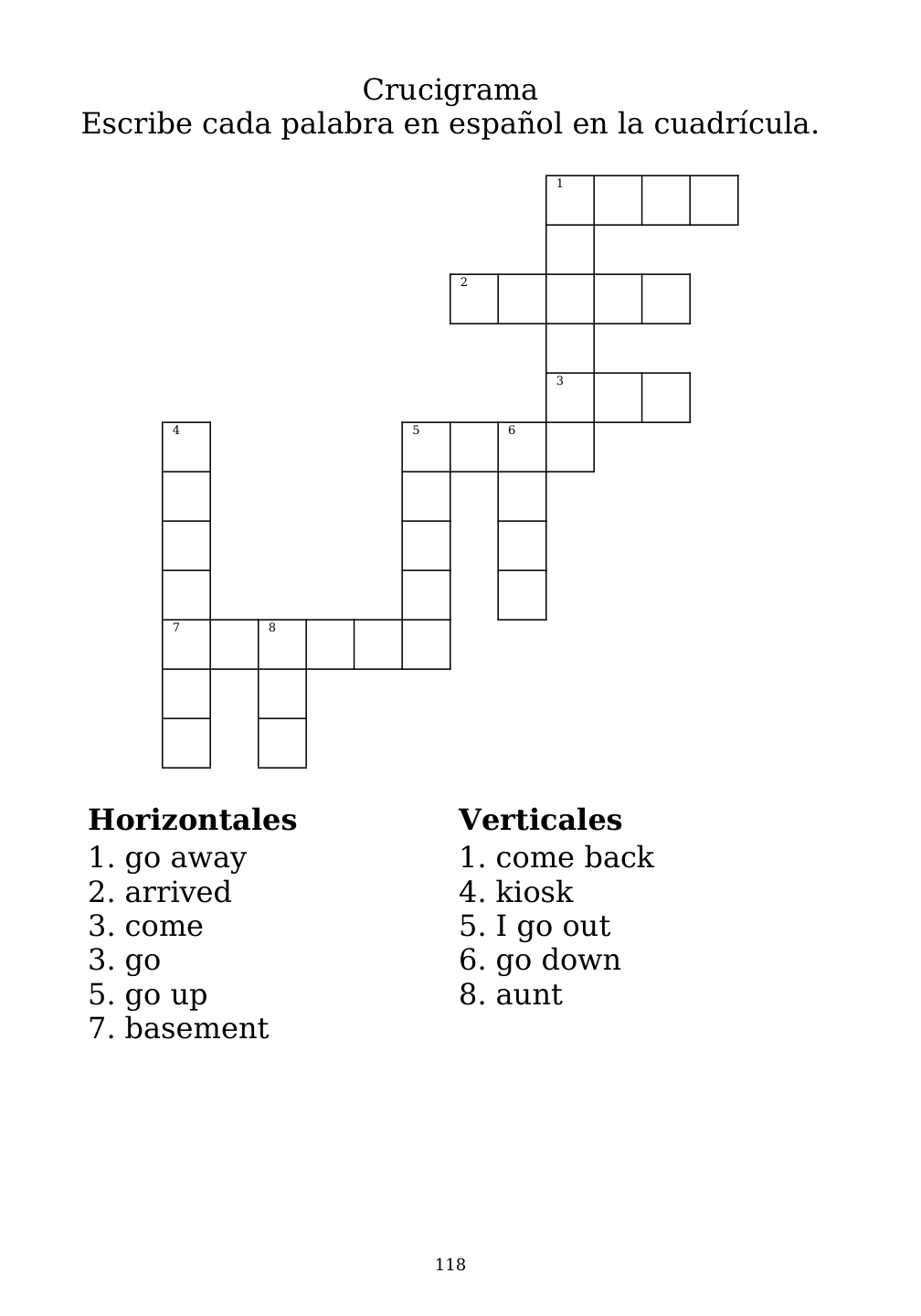 Crossword puzzle from the workbook