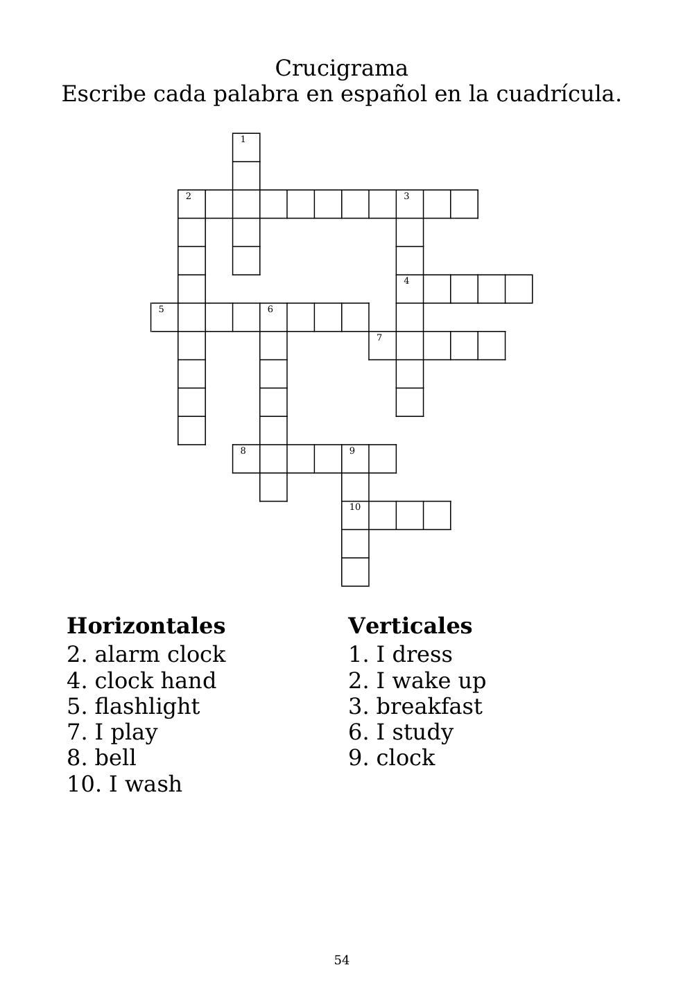 Crossword puzzle from the workbook