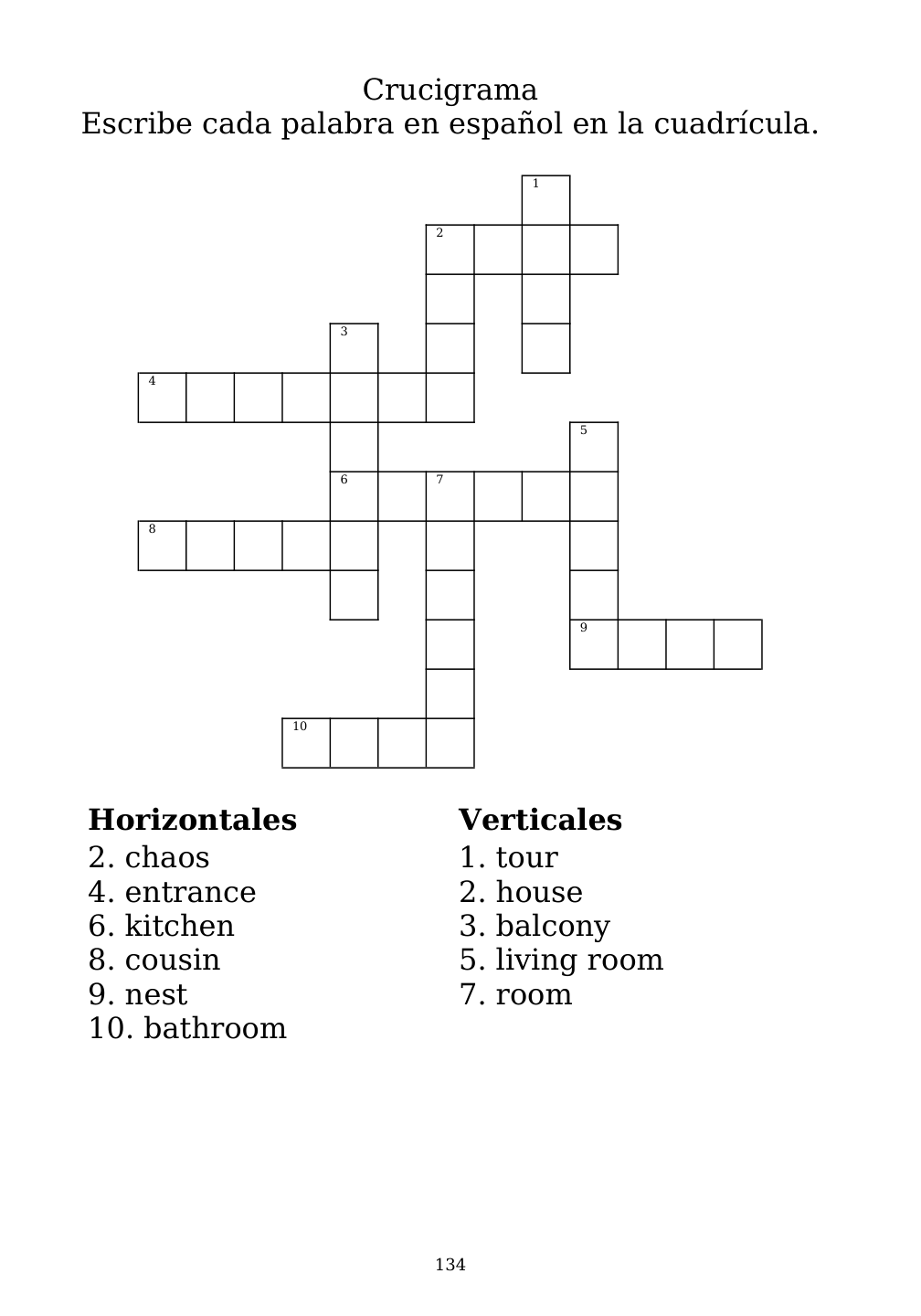 Crossword puzzle from the workbook