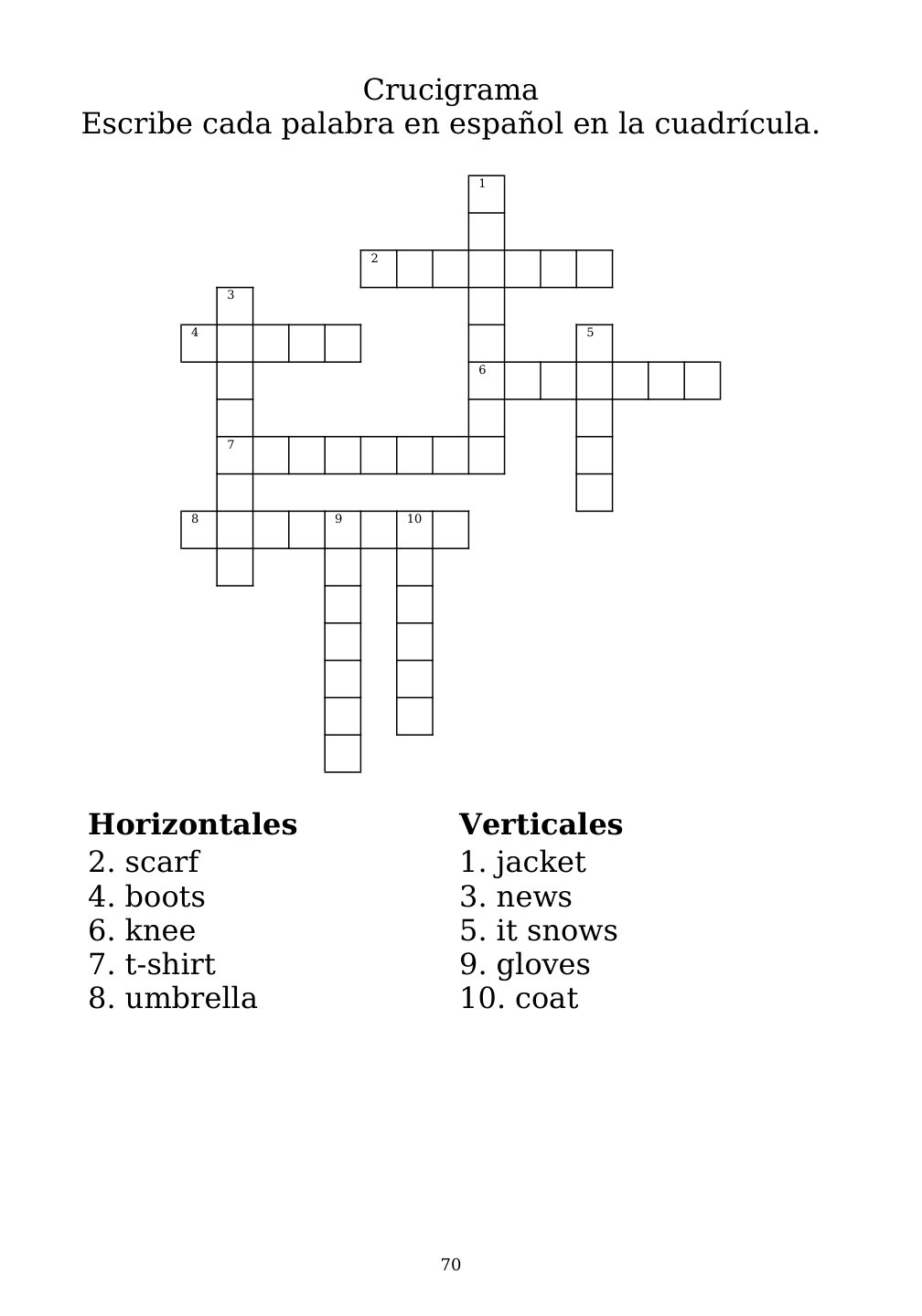 Crossword puzzle from the workbook