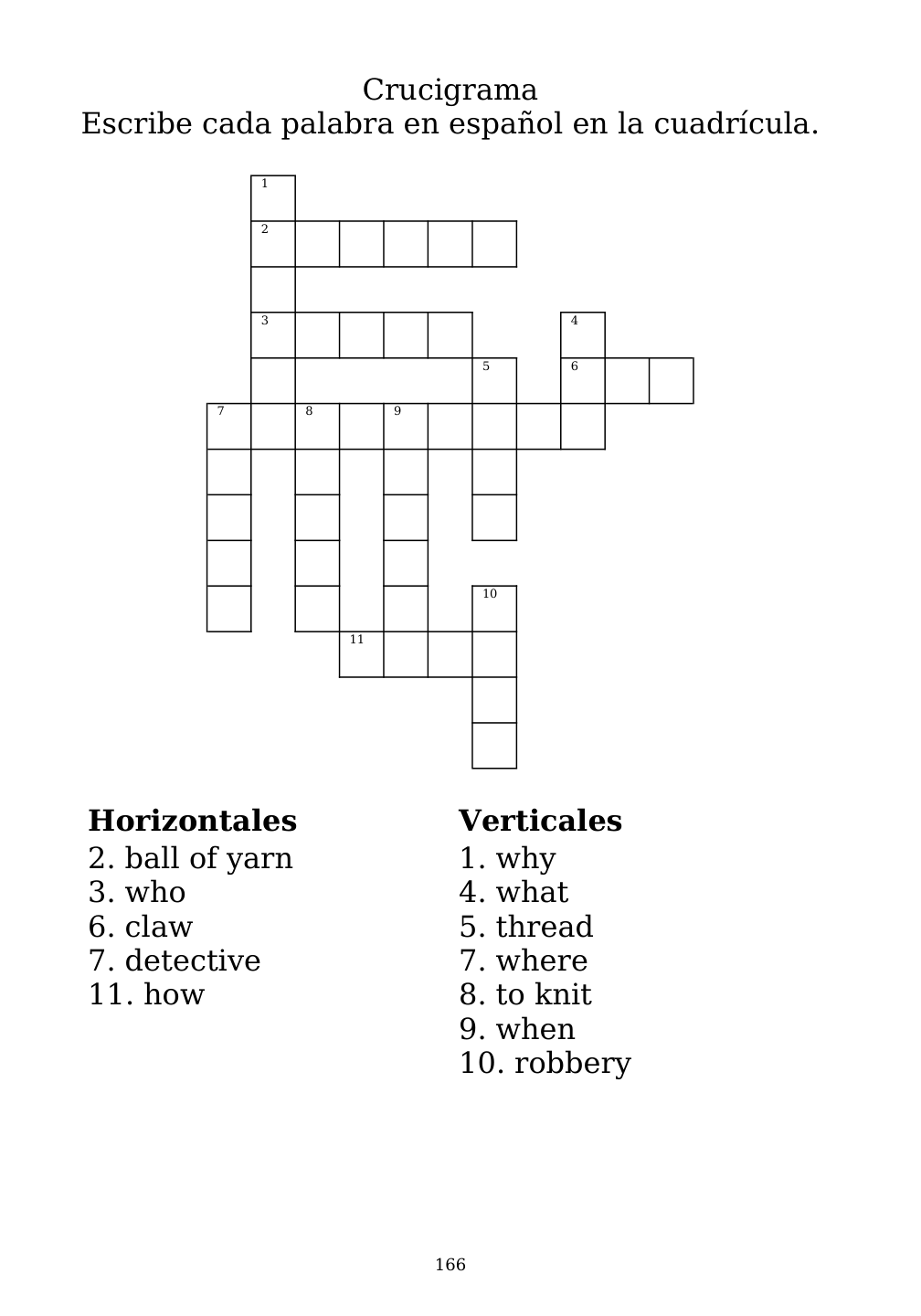 Crossword puzzle from the workbook